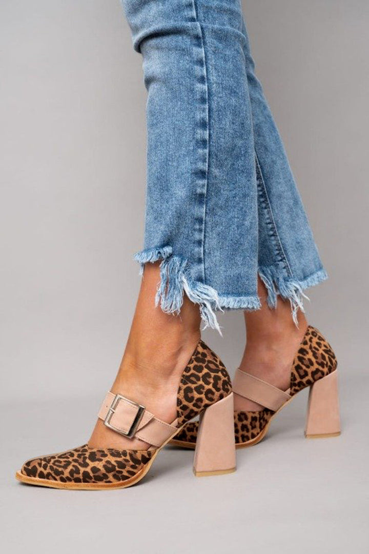 Freya - Leopard Print Suede Heels