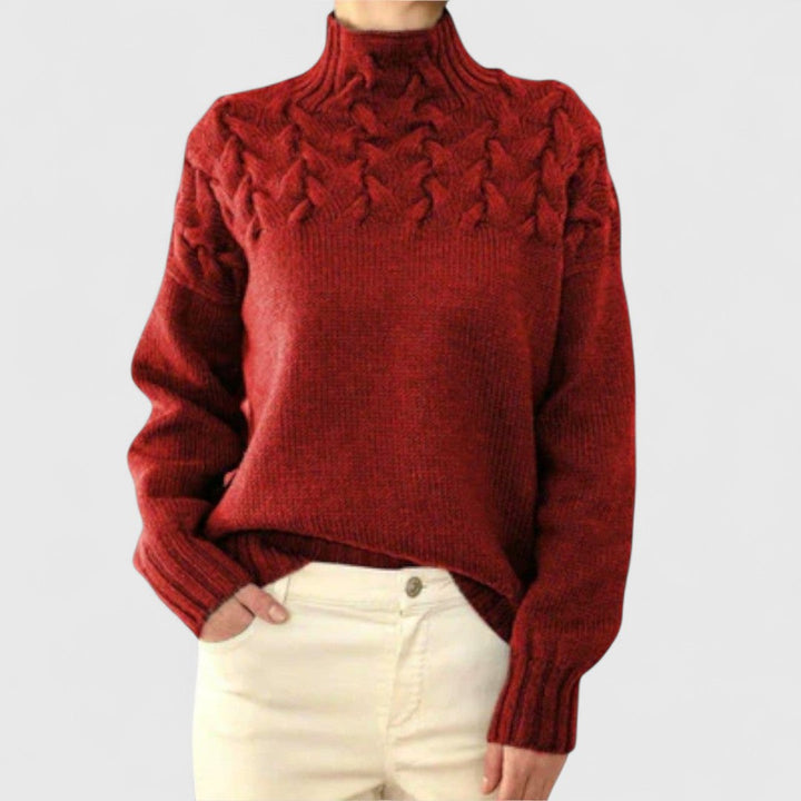 Elizabeth - Women's Sweater with Cable Knit Detail