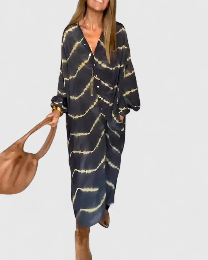 Olivia - Elegant Boho Striped Maxi Dress