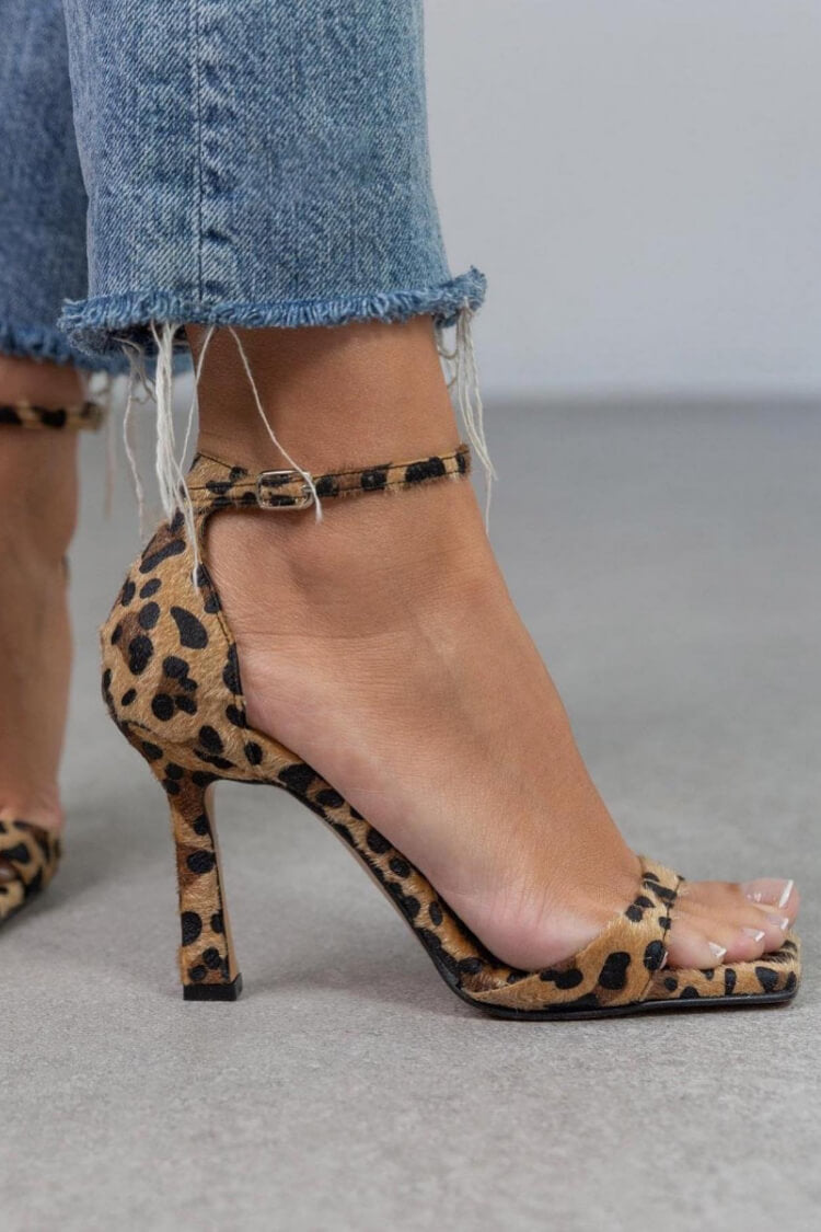 Iris - High heel sandals with animal print