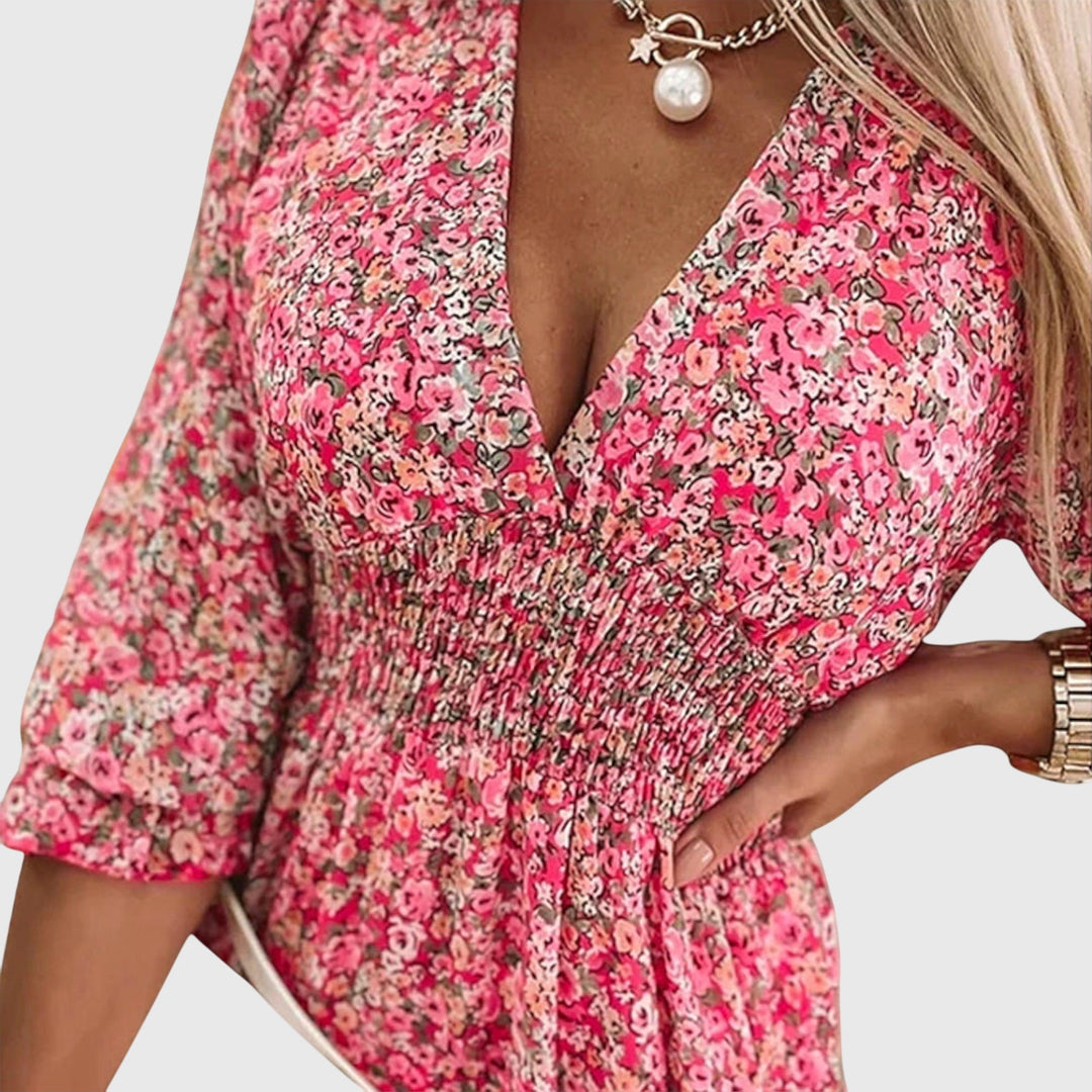 Olivia - Floral Puff Sleeve Dress