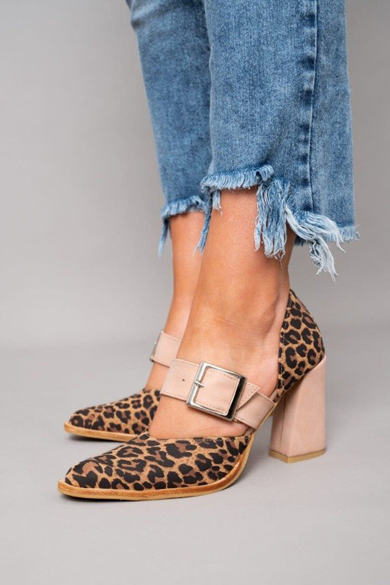 Freya - Leopard Print Suede Heels