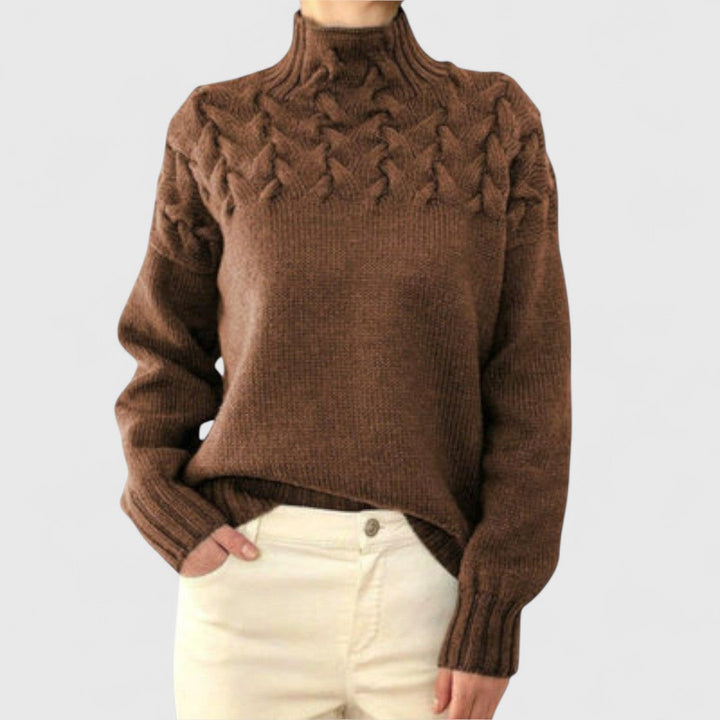 Elizabeth - Women's Sweater with Cable Knit Detail