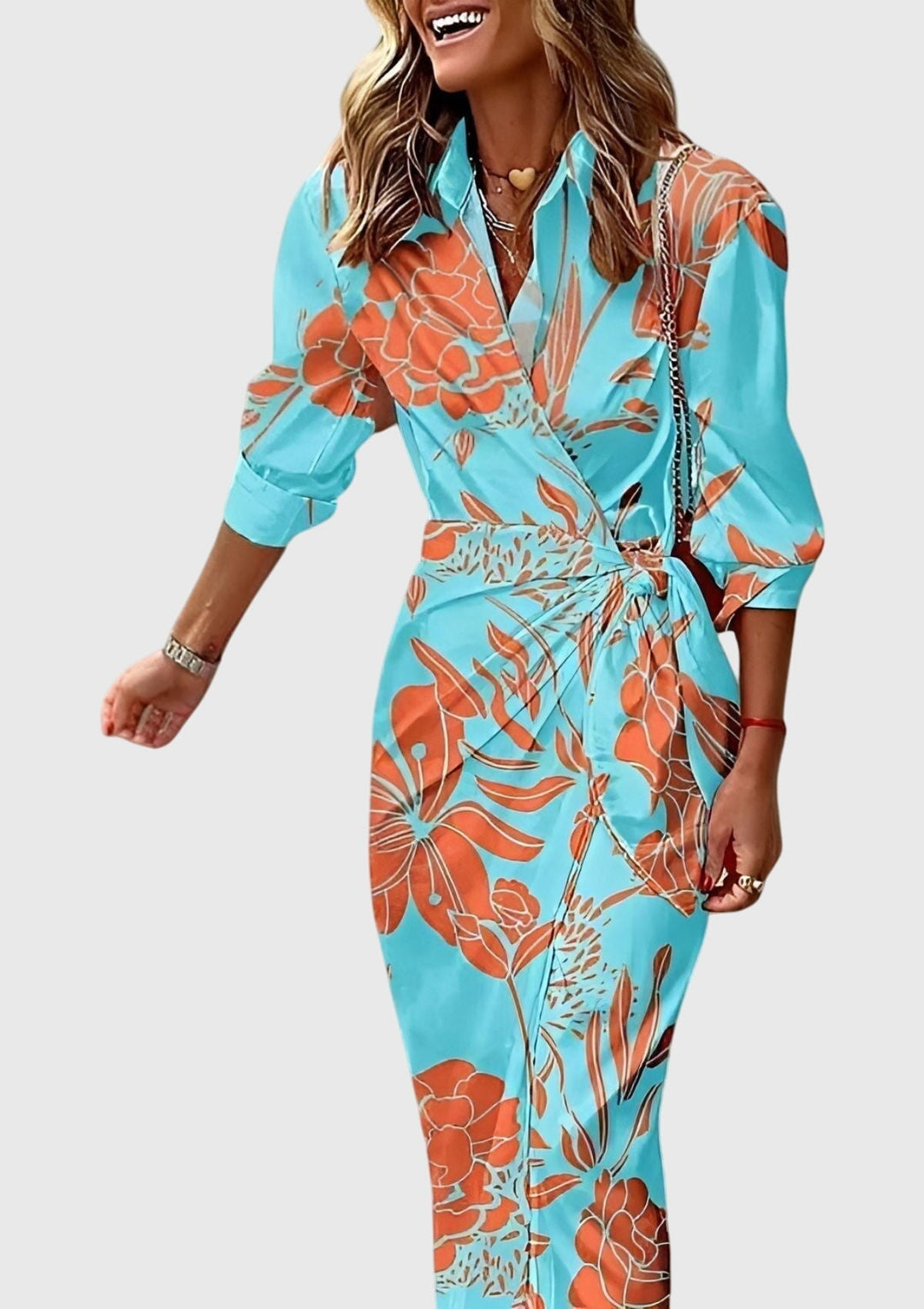 Olivia - Elegant Wrap Dress with Print