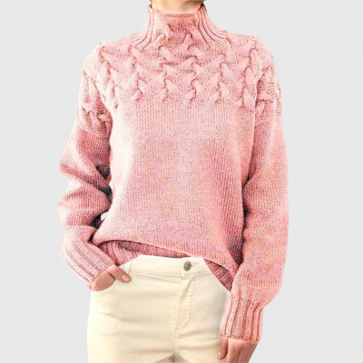 Elizabeth - Women's Sweater with Cable Knit Detail