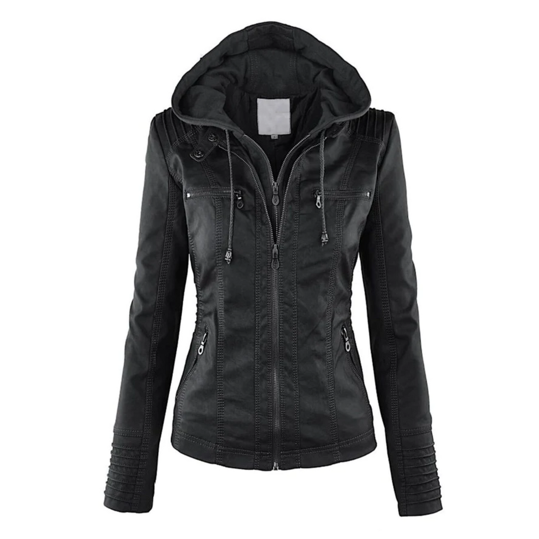 Martha - Leather Jacket with Hood