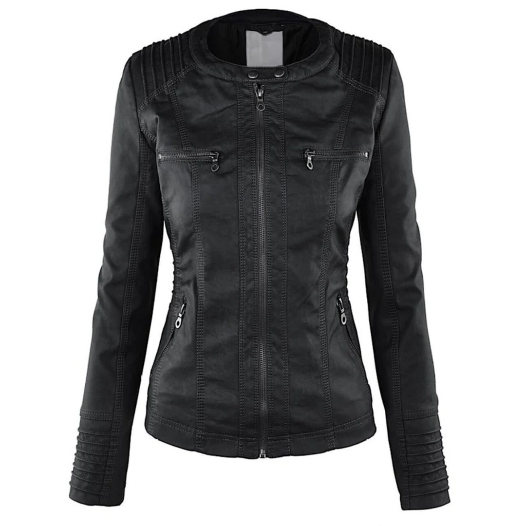 Martha - Leather Jacket with Hood