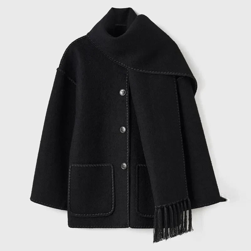 Seren - Fringed Jacket with Scarf