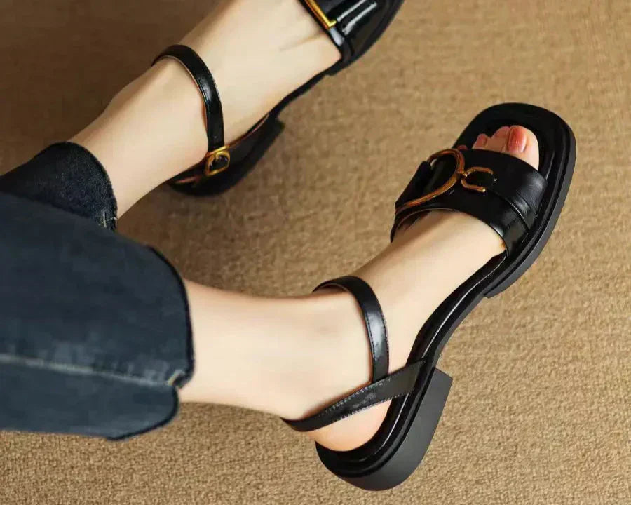 Ines - Buckled Flat Sandals