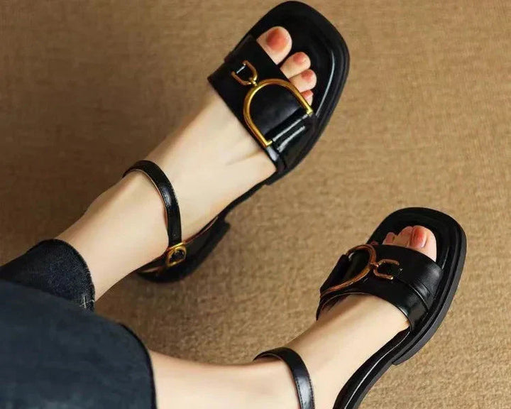 Ines - Buckled Flat Sandals