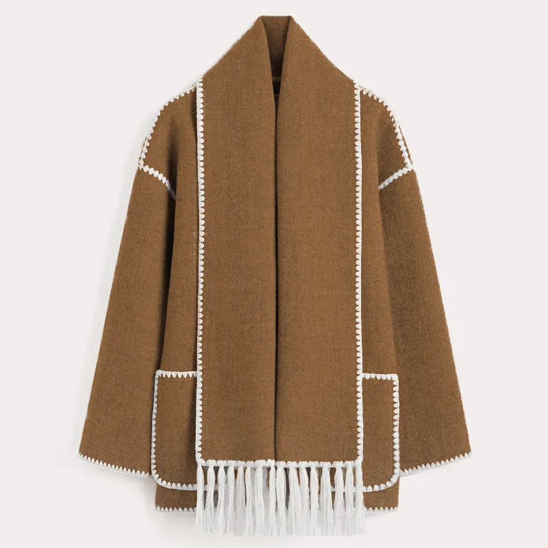 Seren - Fringed Jacket with Scarf