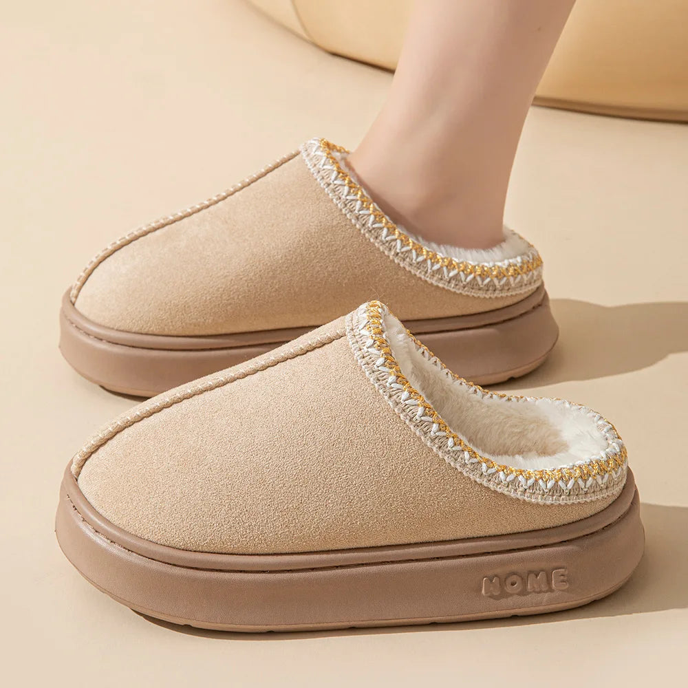 Freya - Chic Fluffy Platform Slides