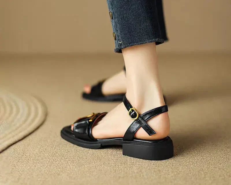 Ines - Buckled Flat Sandals