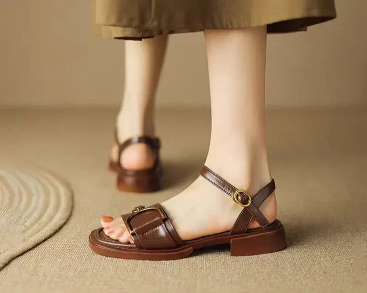 Ines - Buckled Flat Sandals