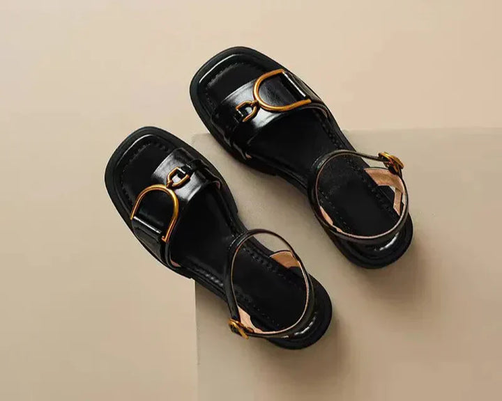 Ines - Buckled Flat Sandals