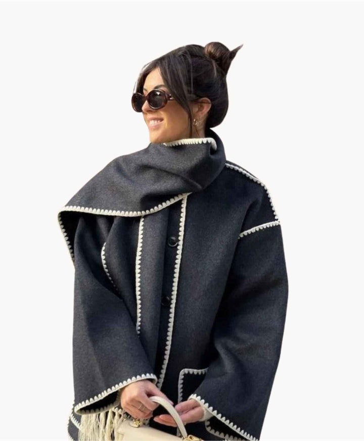 Seren - Fringed Jacket with Scarf