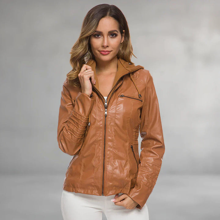 Martha - Leather Jacket with Hood