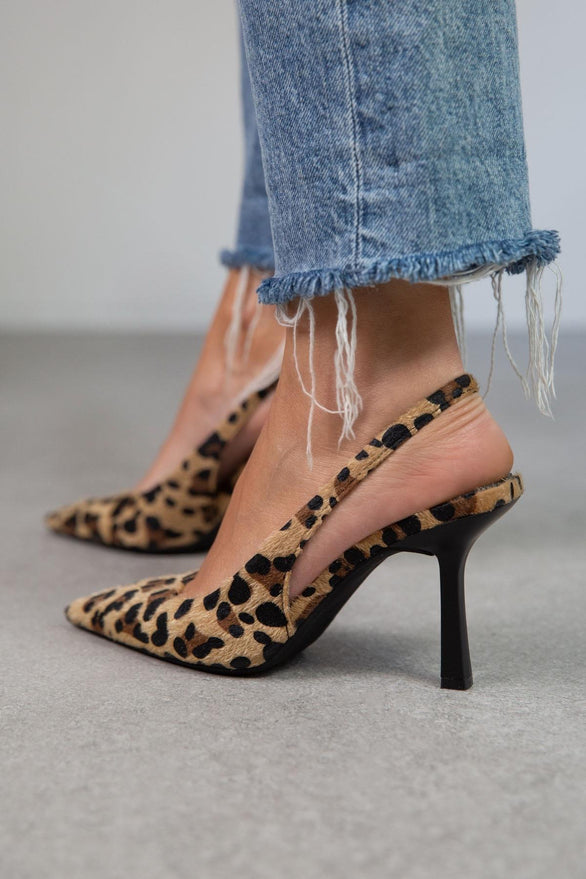 Annelise - Khaki Leopard Print Pointed Toe Heels