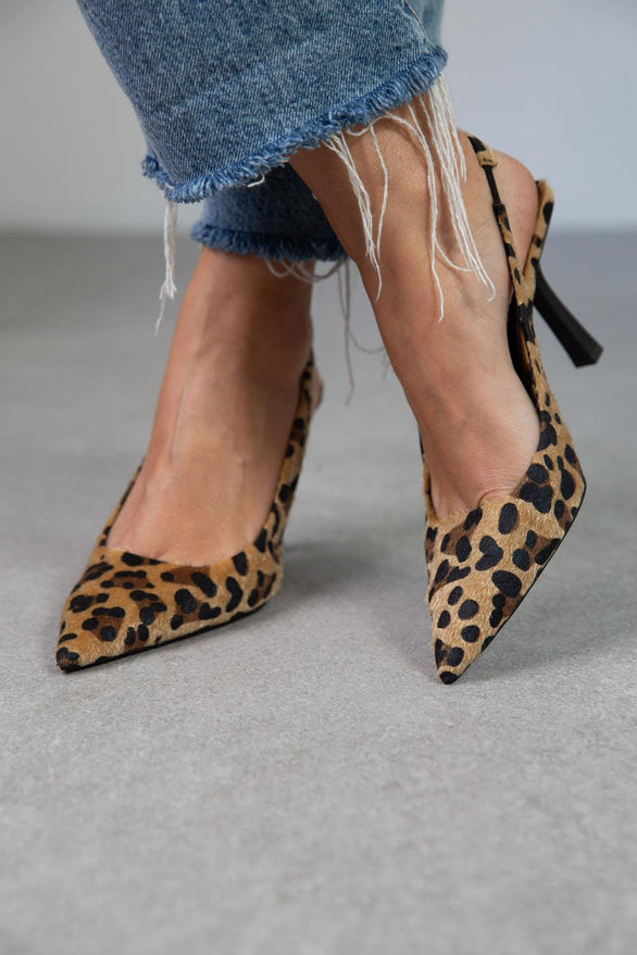 Annelise - Khaki Leopard Print Pointed Toe Heels
