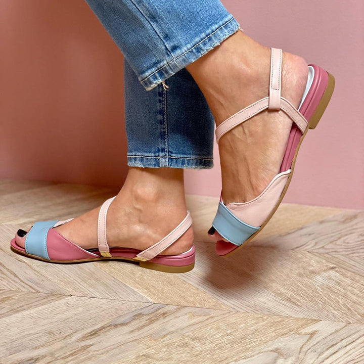 Genevieve - Asymmetrical Pink Colour Block Sandals