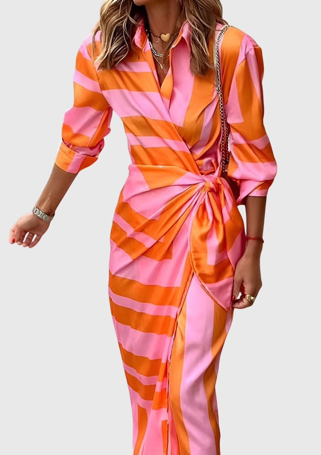 Olivia - Elegant Wrap Dress with Print