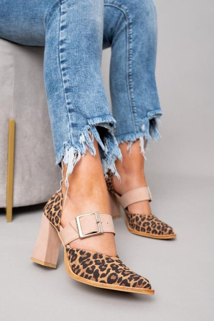 Freya - Leopard Print Suede Heels