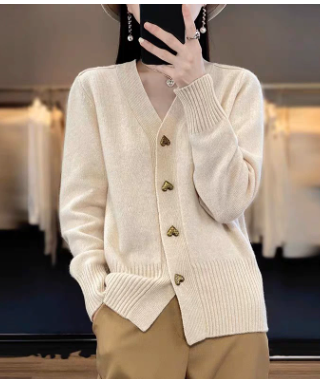 Jemima - Elegant Heart Button Cardigan